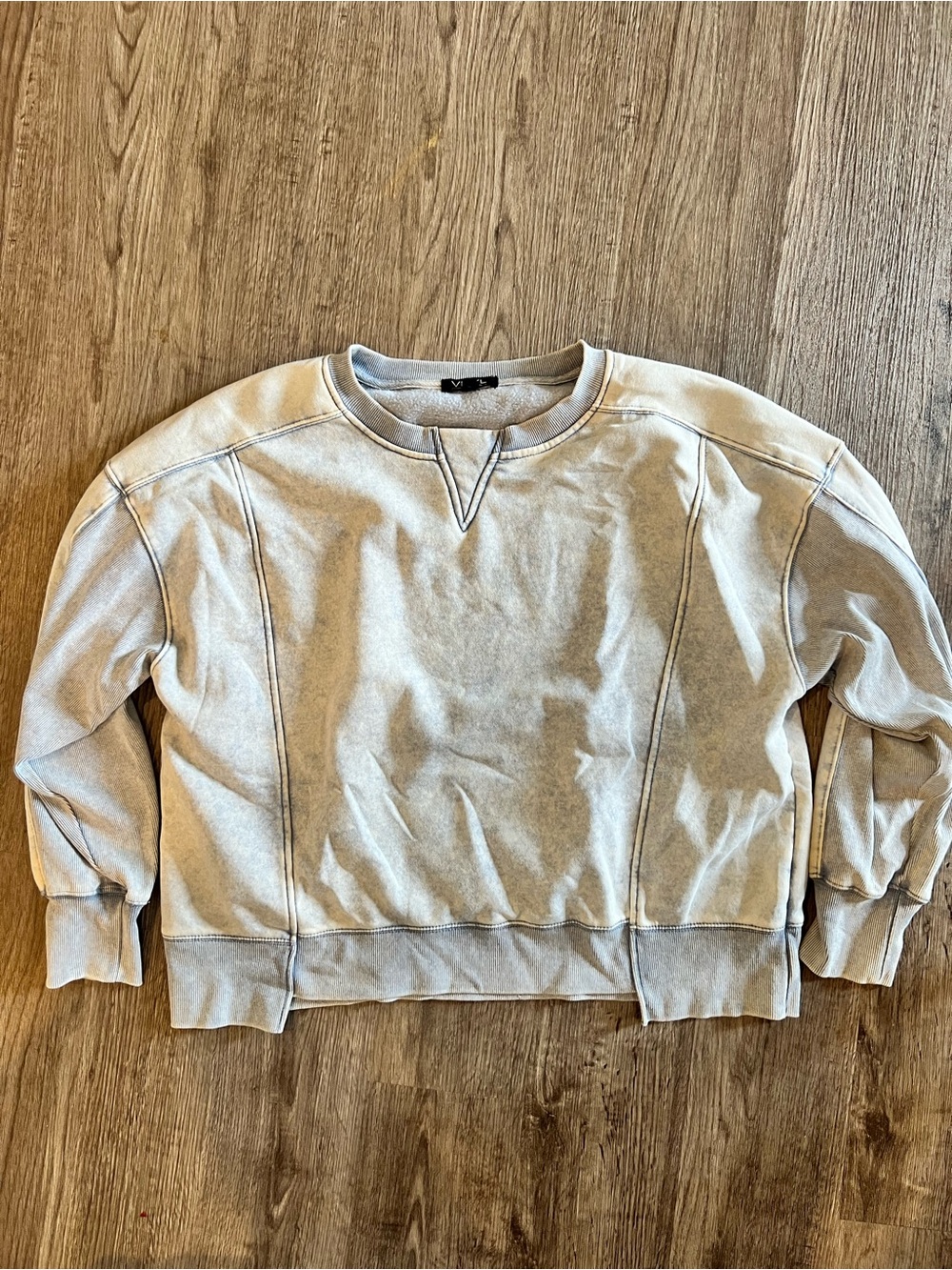Vinyl Icons Light Distressed Blue Crewneck Sweatshirt